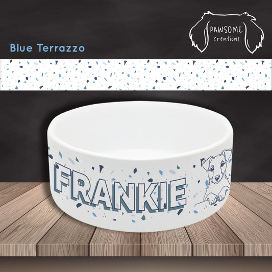 Terrazzo Personalised Ceramic Dog Bowl