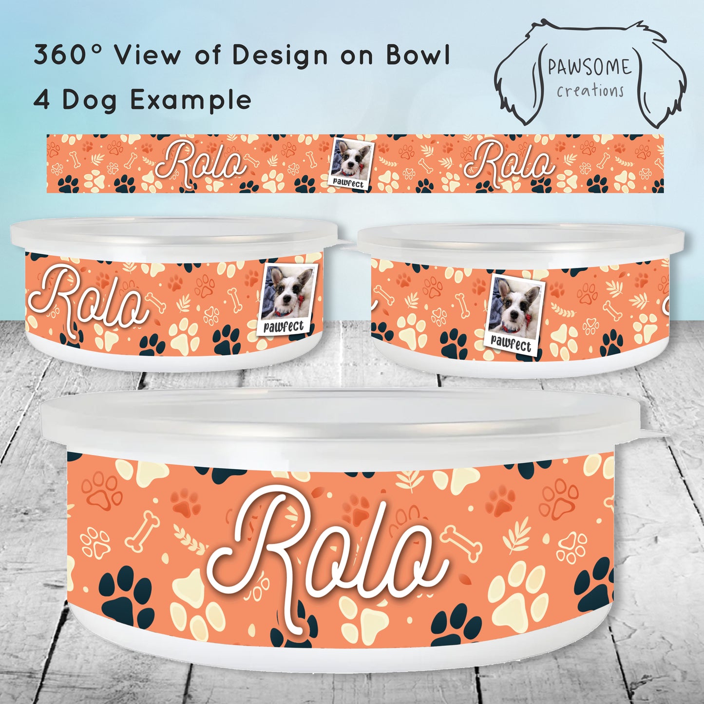 Paw & Bone Dog Personalised Enamel Dog Bowl