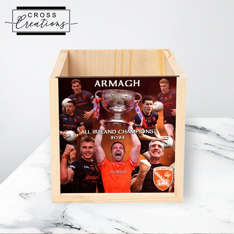 Armagh All Ireland Champions Pen Pot/Holder | Wooden Pen Tidy