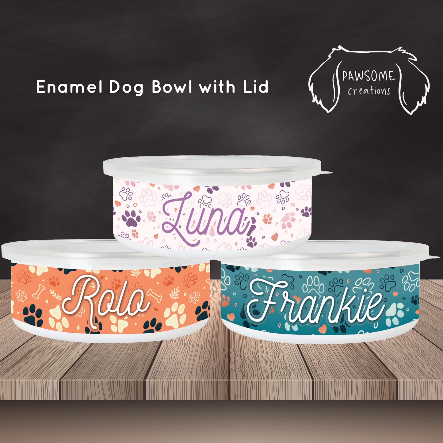 Paw & Bone Dog Personalised Enamel Dog Bowl