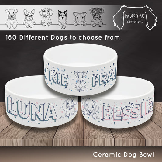 Terrazzo Personalised Ceramic Dog Bowl