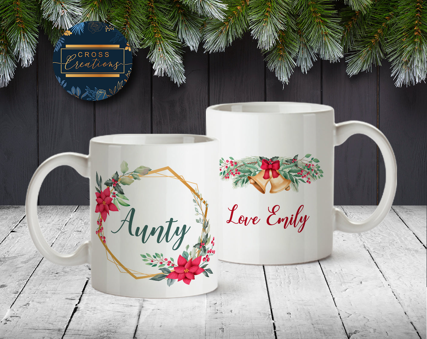 Christmas Personalised Wreath Mug