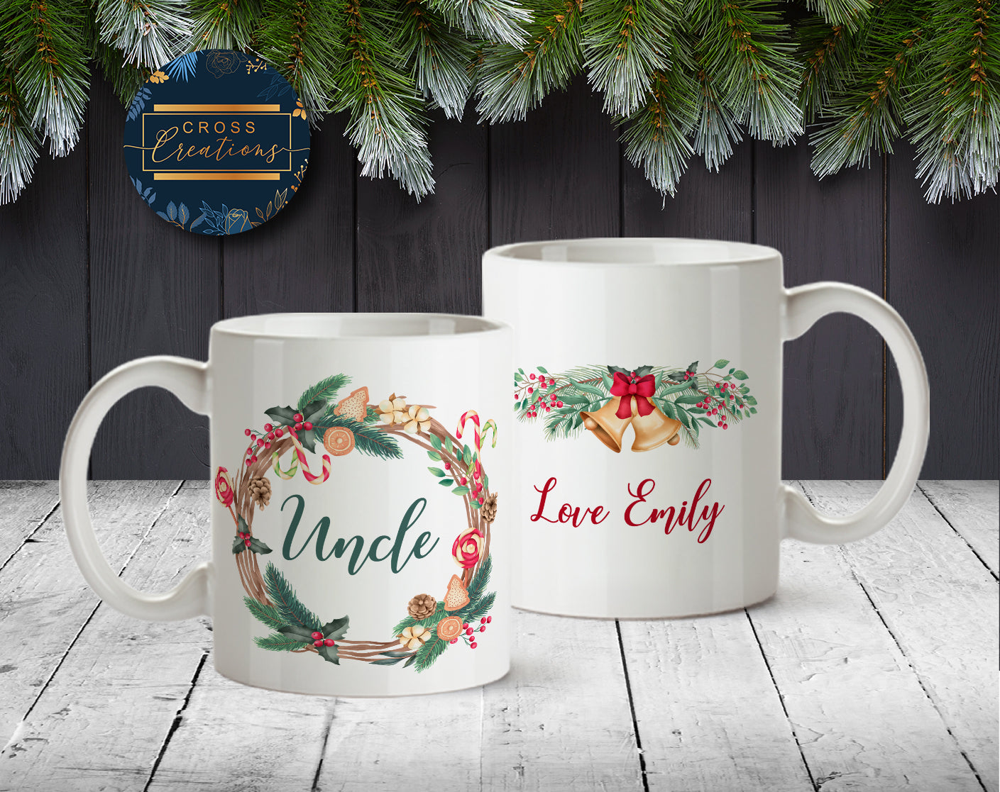 Christmas Personalised Wreath Mug