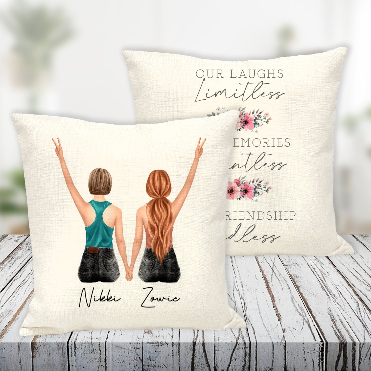 Amazon.com: Amazing Items Custom Best Friend Pillowcase - Choose Hair &  Skin Color Personalized Friendship Pillow Cover 16x16 : Home & Kitchen