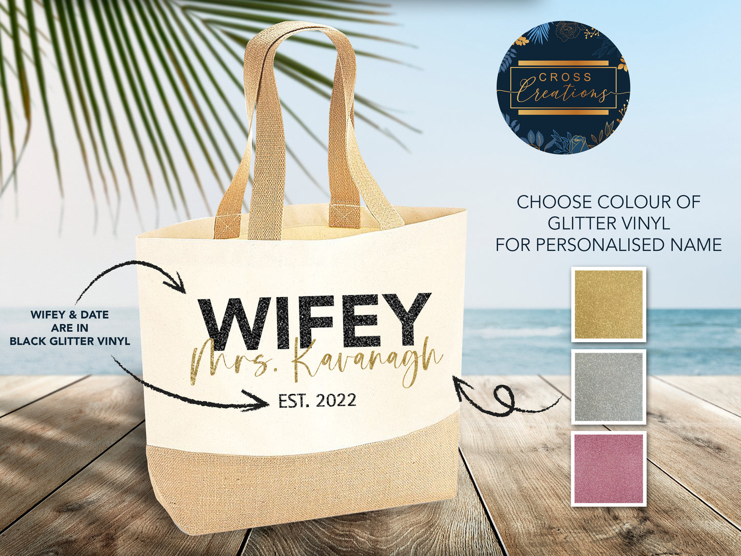 Personalised Wifey Jute Tote Bag