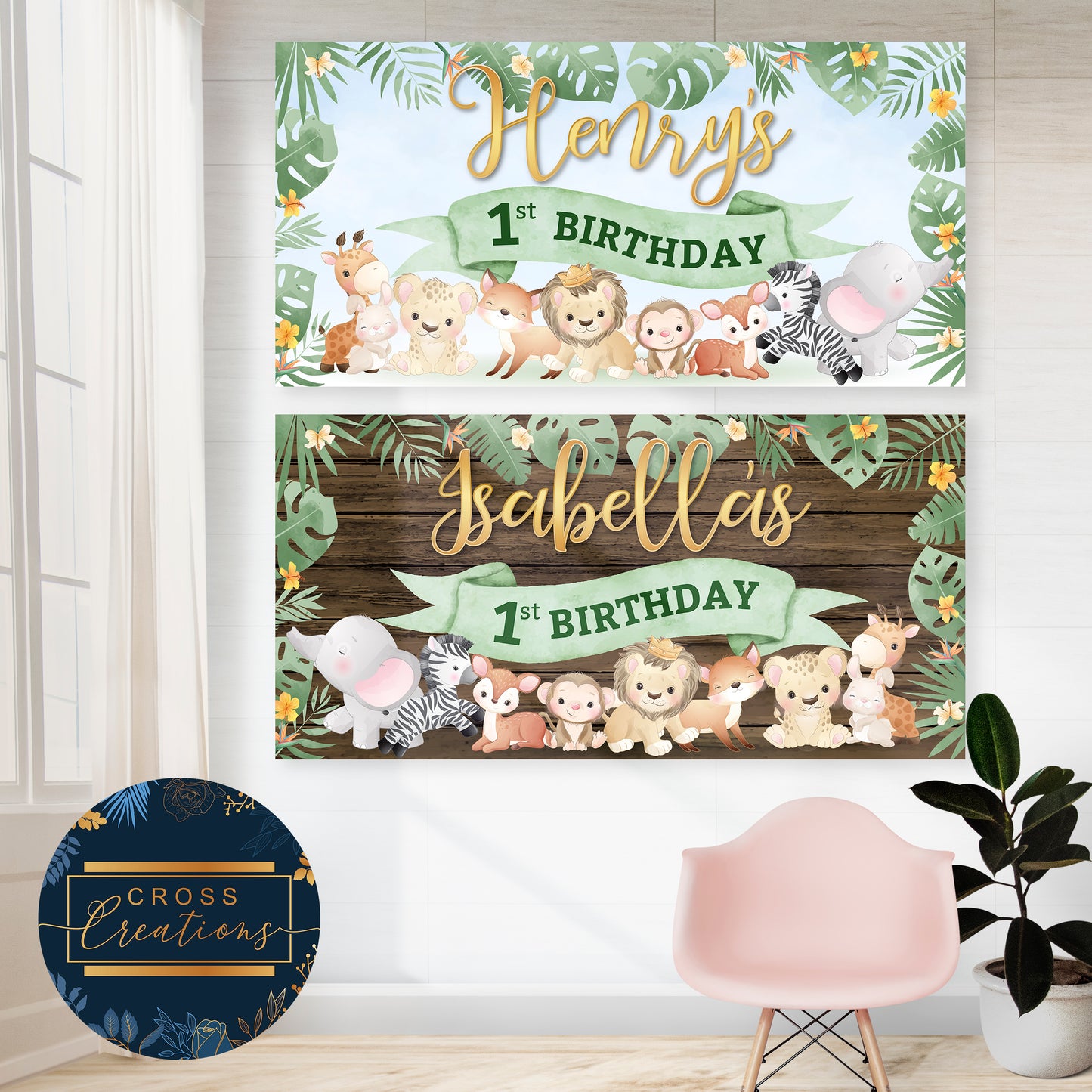 Safari Personalised Birthday Banner