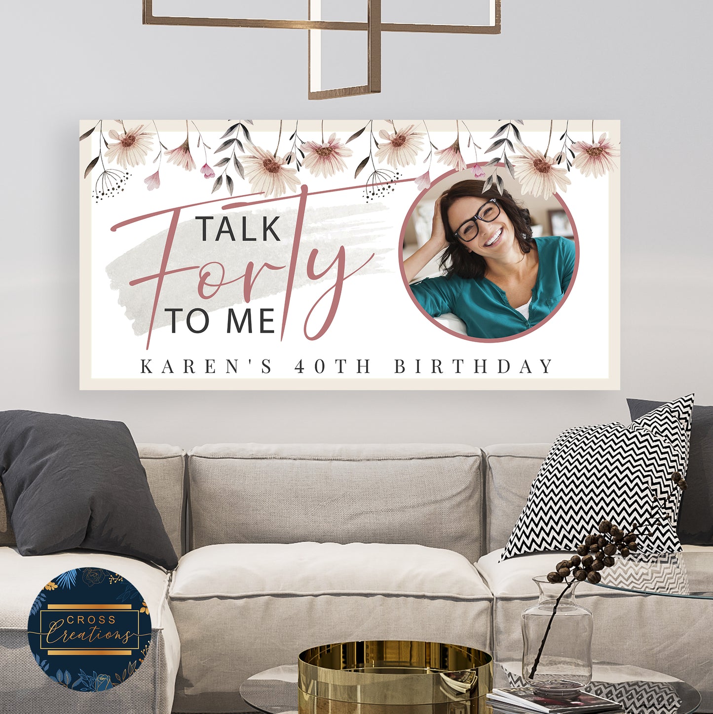 Floral Nude Personalised Birthday Banner