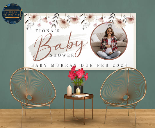 Floral Nude Personalised Baby Shower Banner