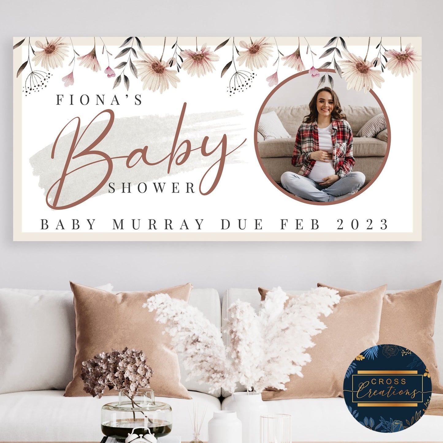 Floral Nude Personalised Baby Shower Banner