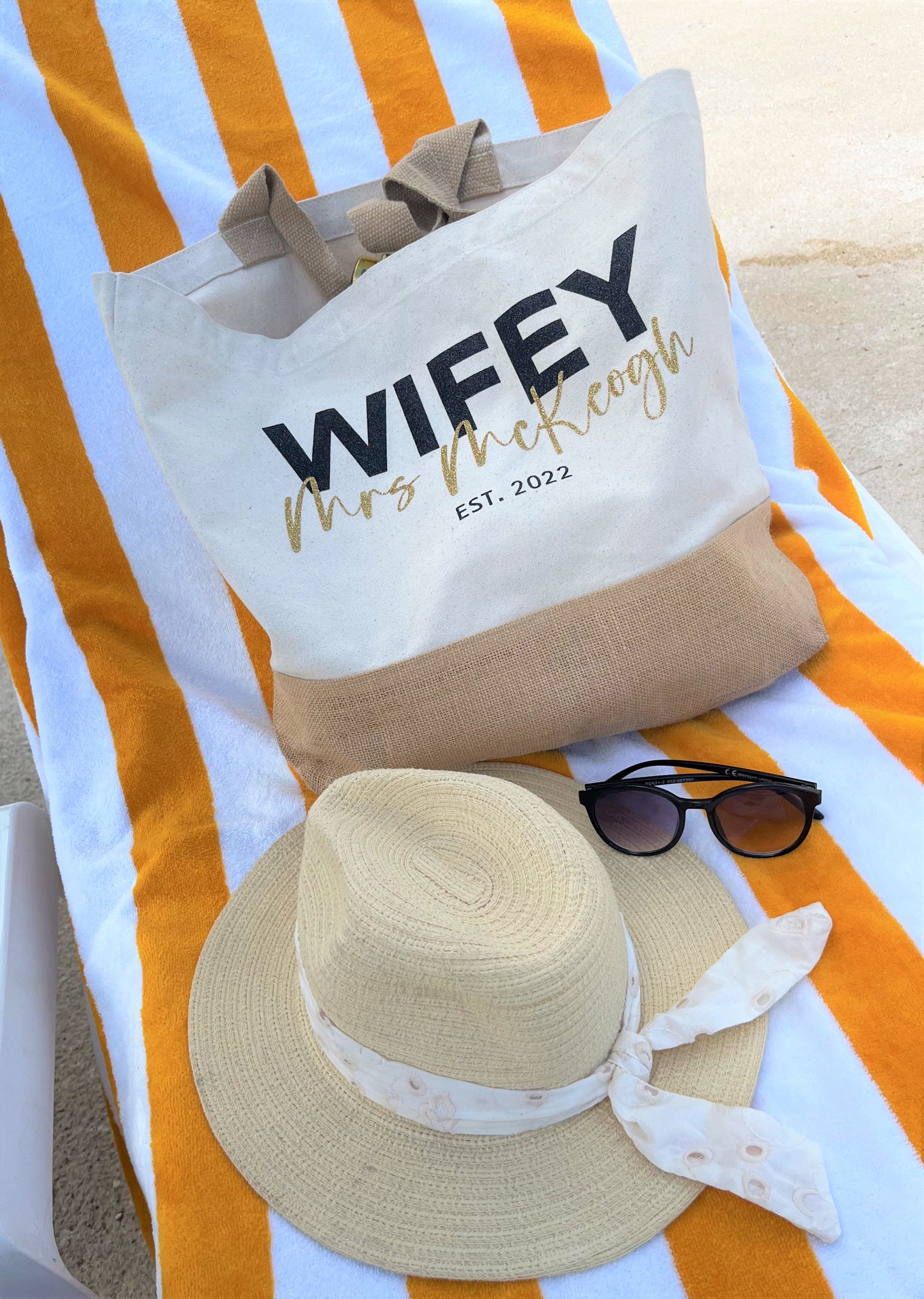 Personalised Wifey Jute Tote Bag