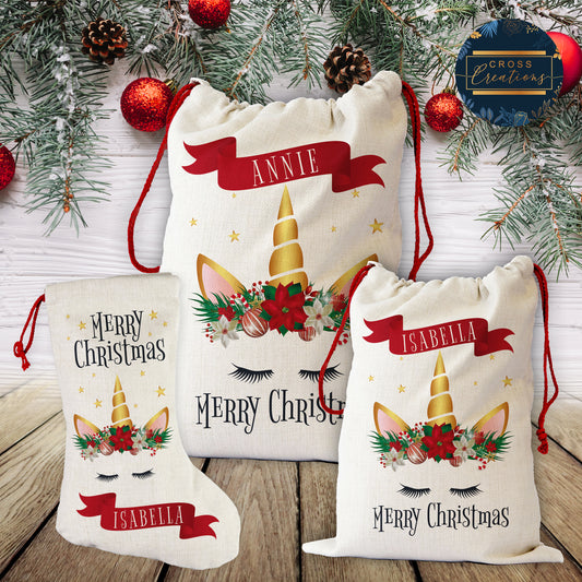 Unicorn | Christmas Santa Sack & Stocking