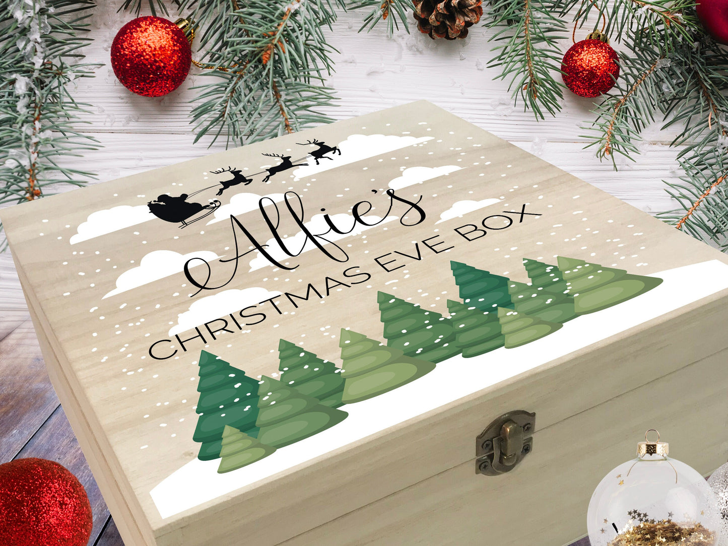 Green Forest & Santa's Sleigh - Personalised Christmas Eve Box