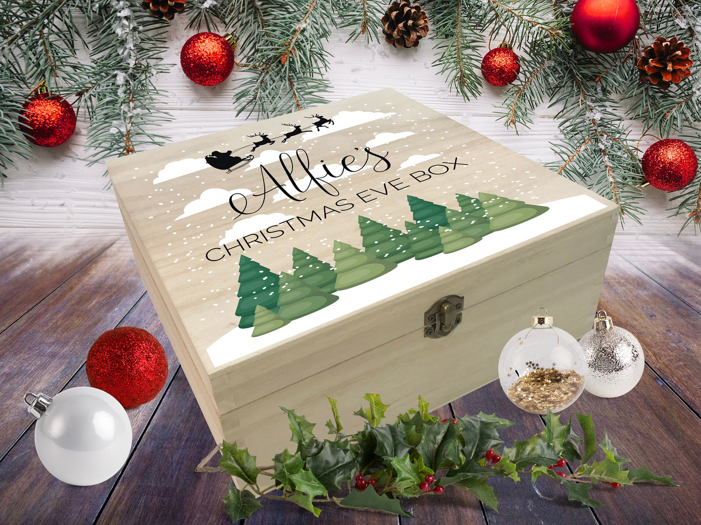 Green Forest & Santa's Sleigh - Personalised Christmas Eve Box