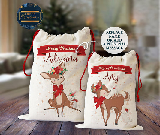 Reindeer & Bunny | Christmas Santa Sack & Stocking