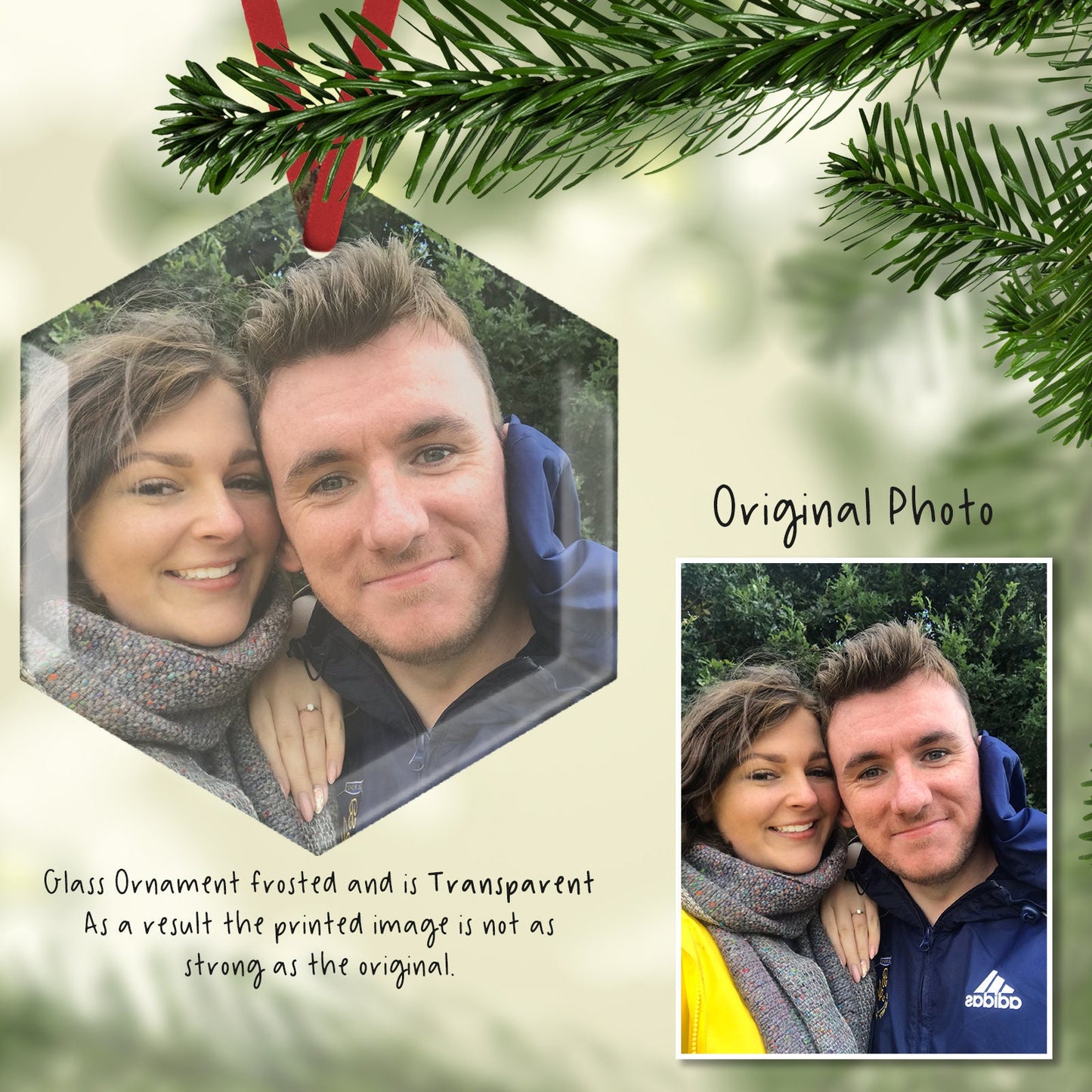 Personalised Glass Photo Christmas Tree Ornaments