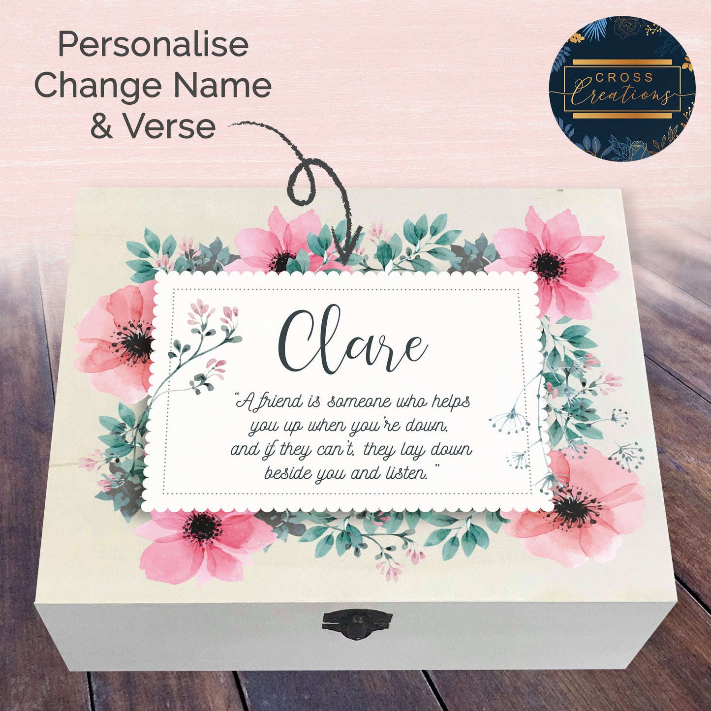 Personalised Wooden Box | Floral