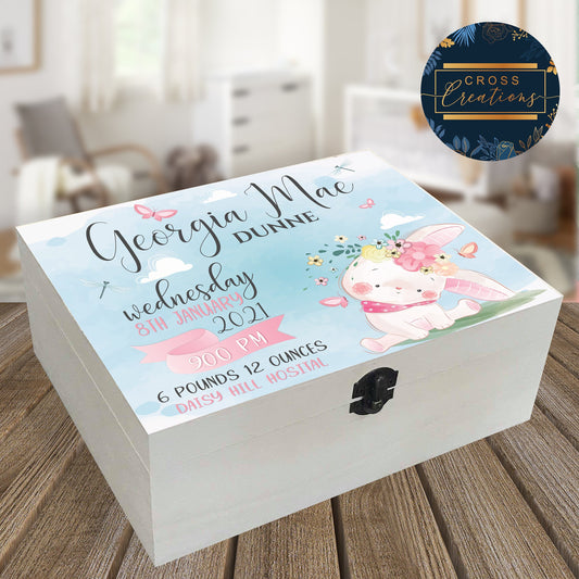 Watercolour Bunny Baby Keepsake Box