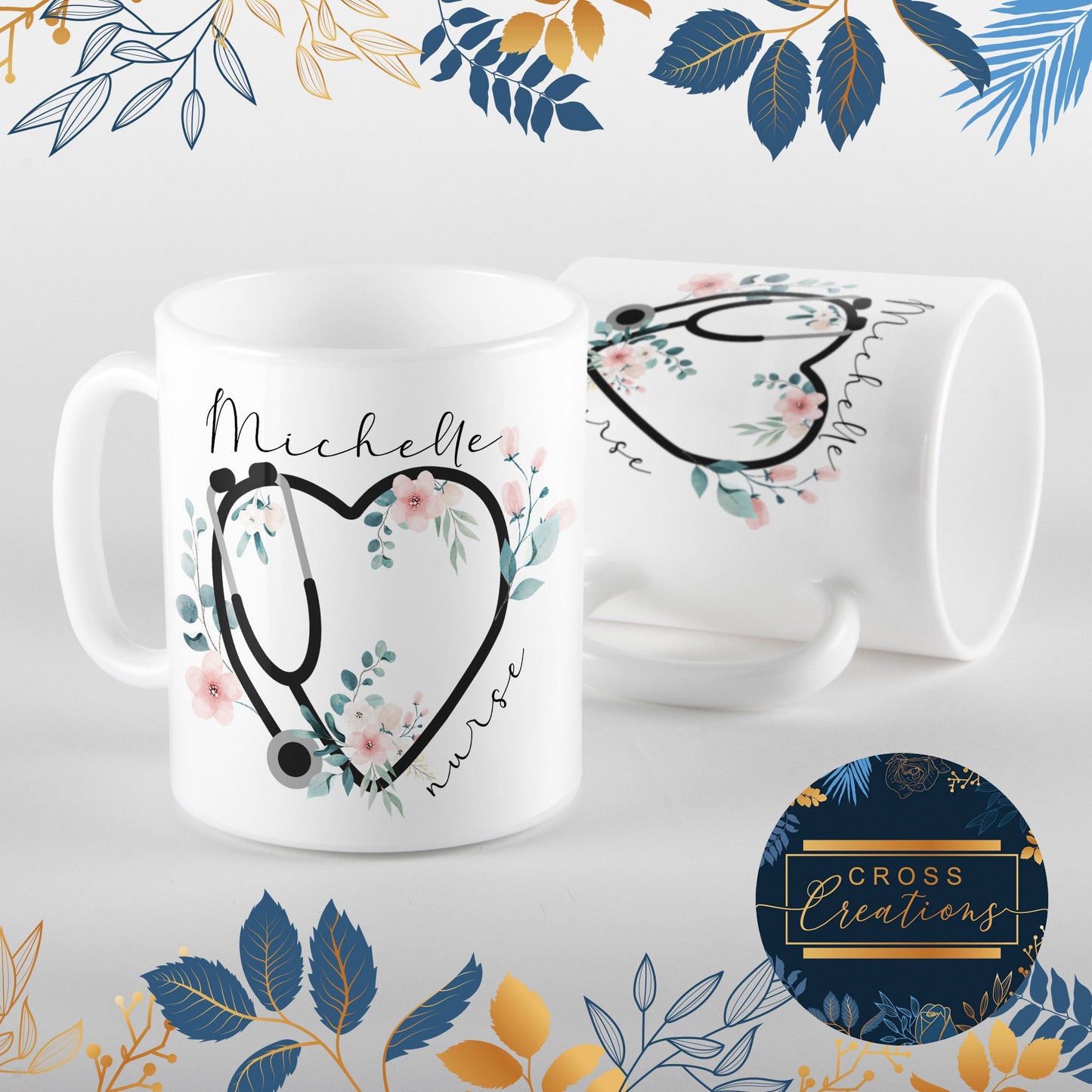 Nurse, Midwife, Doctor Stethoscope Heart Personalised Mug