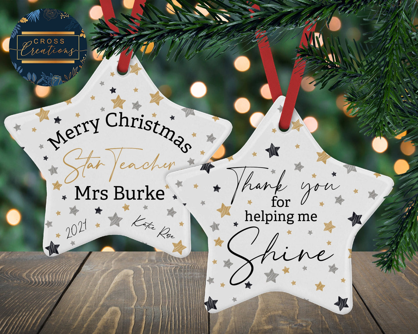 Personalised Star Teacher Christmas Decoration