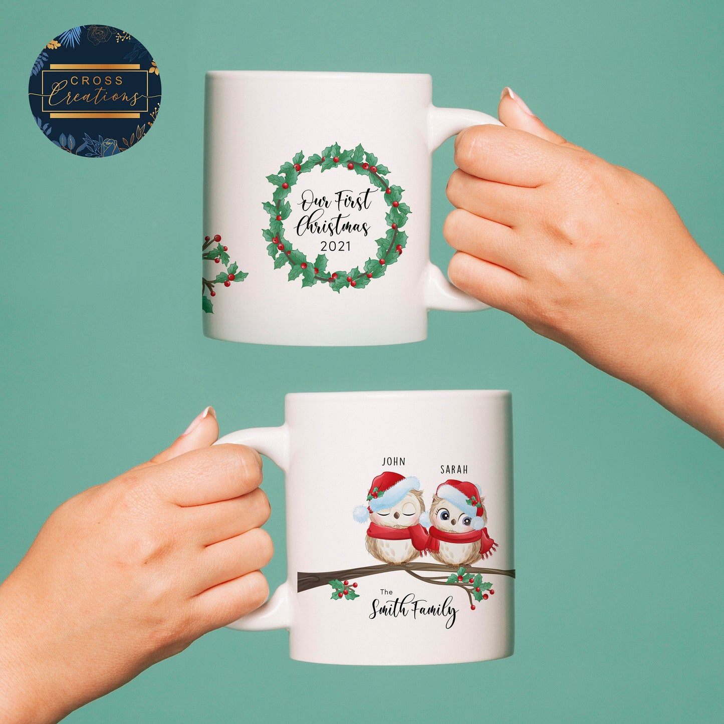 Christmas Personalised Owl Mug