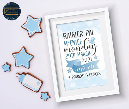 New Baby Personalised Name Print