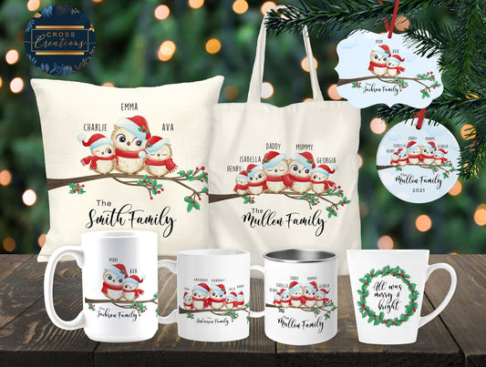 Christmas Personalised Owl Family