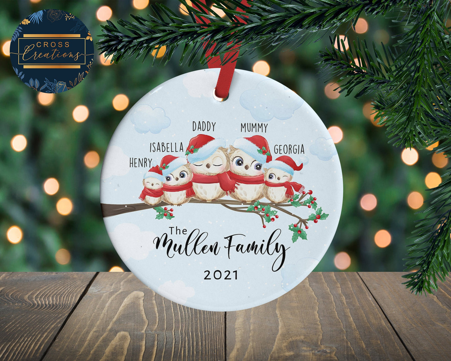 Christmas Personalised Owl Family