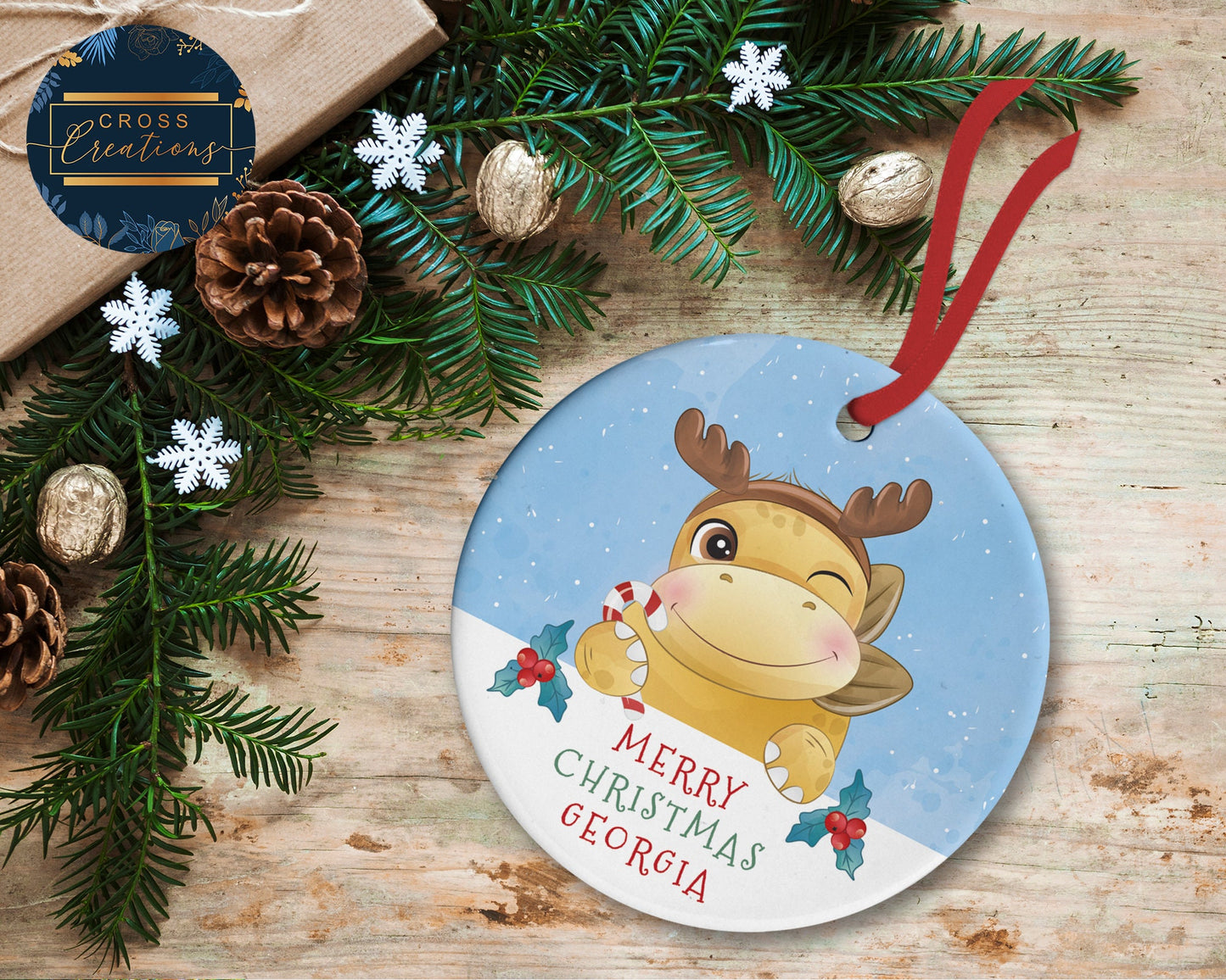 Personalised Dinosaur Christmas Decoration