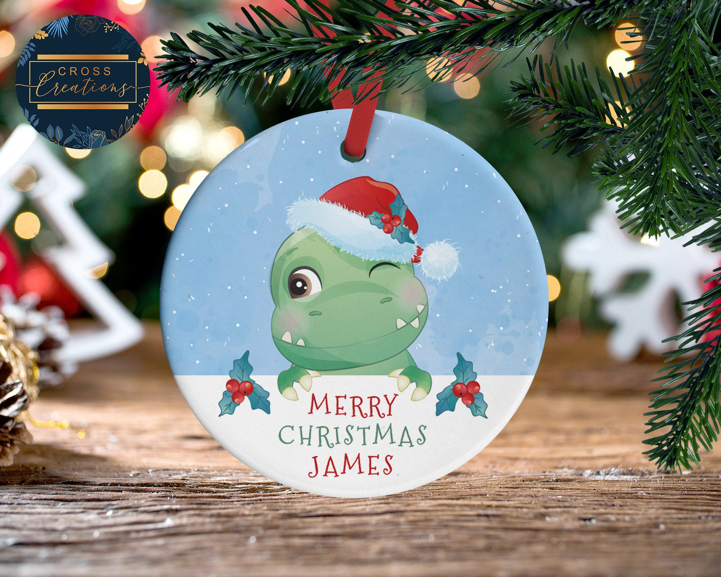 Personalised Dinosaur Christmas Decoration