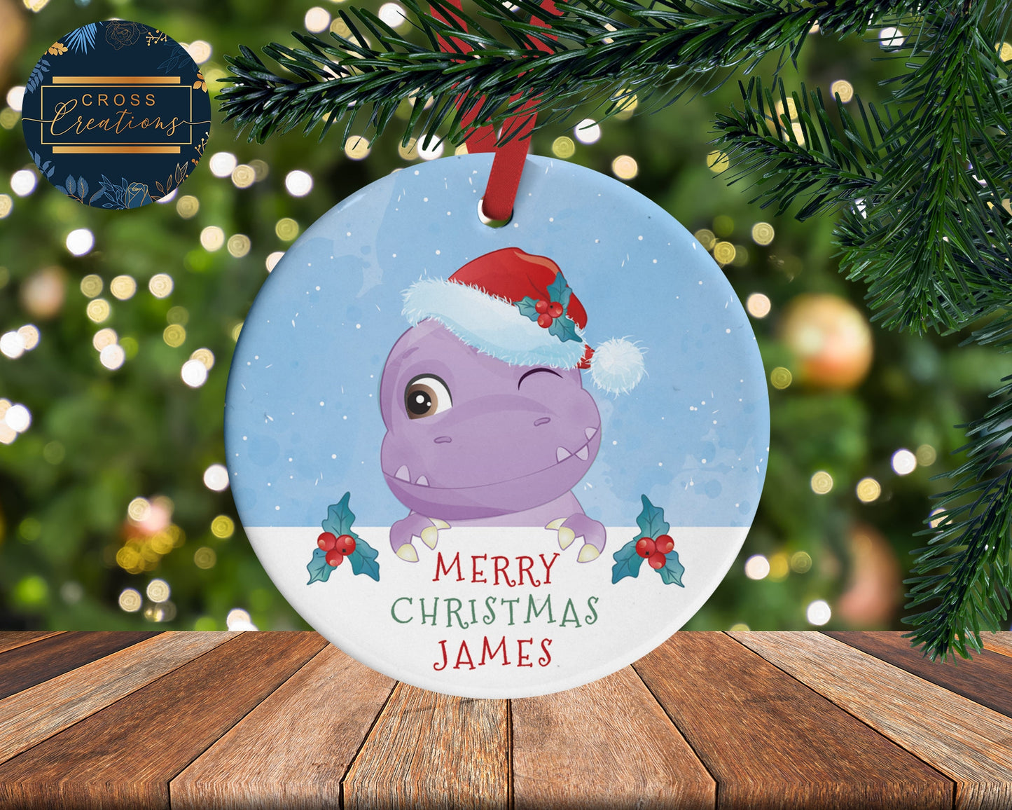 Personalised Dinosaur Christmas Decoration